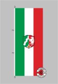 Nordrhein-Westfalen mit Wappen Hochformat Flagge / Fahne für höhere Windlasten