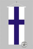 Kirchenbanner evangelisch violettes Kreuz auf weißem Grund 