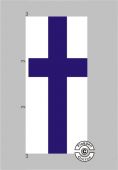 Evangelisch violettes Kreuz auf weißem Grund Hochformat Flagge
