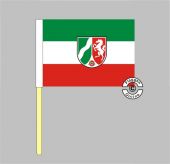 Nordrhein-Westfalen mit Wappen Stockflagge