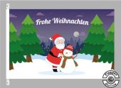 Frohe Weihnachten Weihnachtsmann mit Schneemann Flagge