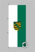 Sachsen mit Wappen Hochformat Flagge / Fahne für höhere Windlasten
