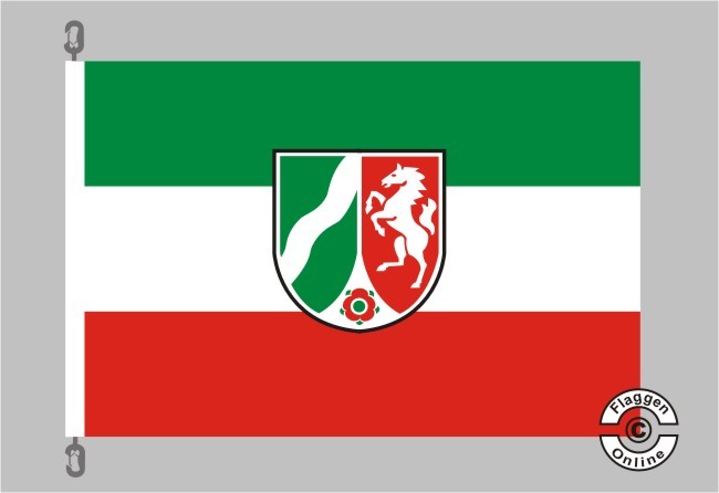 Flaggenmeer® Wimpel Nordrhein-Westfalen Mit Wappen – Ca. 30 X 150 Cm, 80 G/m² Polyester, Mit Metallösen