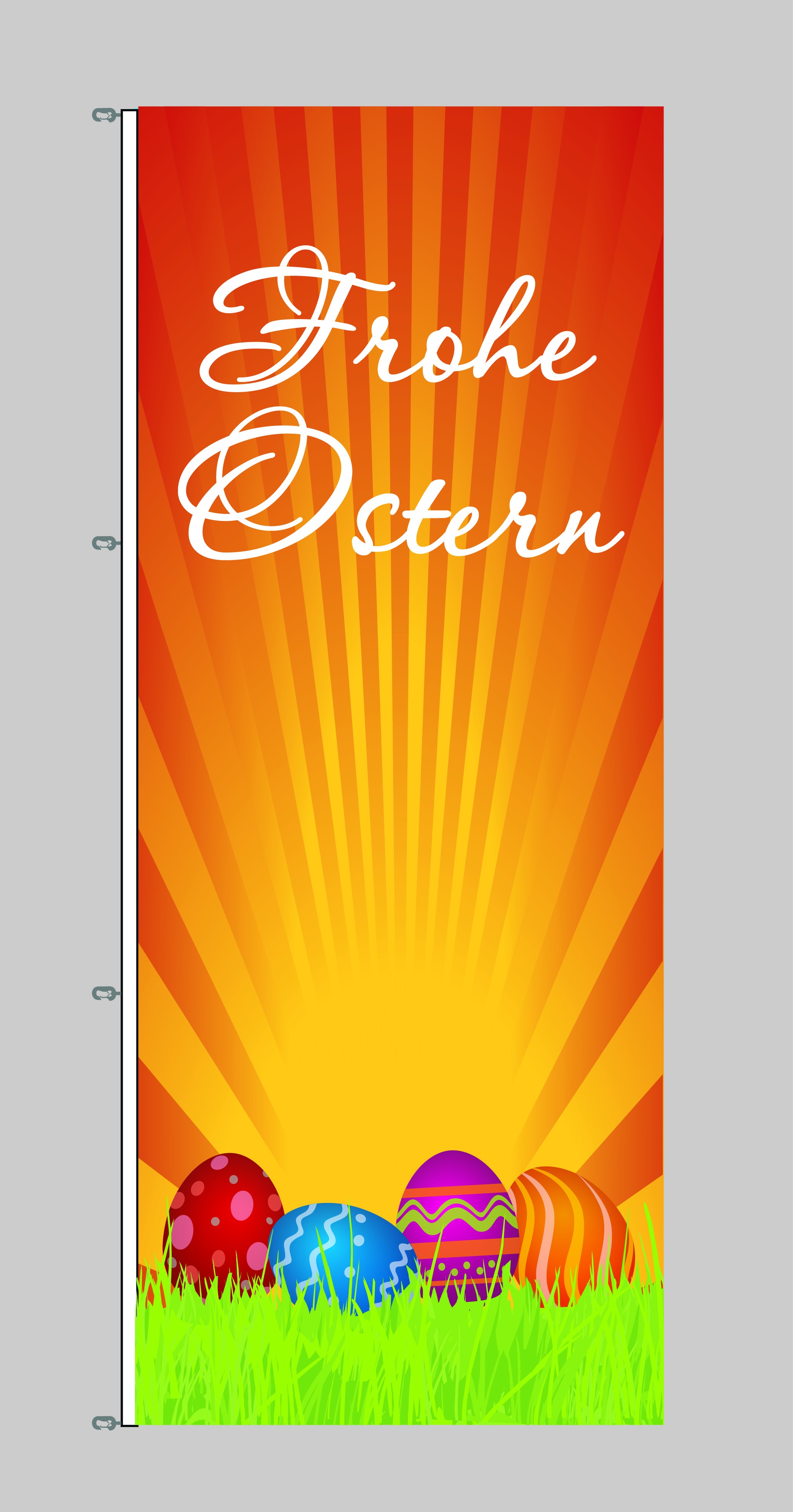 Oster-Flagge „Frohe Ostern“ – 0,90 X 0,60 M, Mit Osterhase Auf Berg, Wetterfest & Waschbar