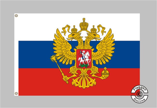 Flagge  Fahne   zwei Ösen  Hissflagge Russia Russland mit Adler 90 x 150 cm 